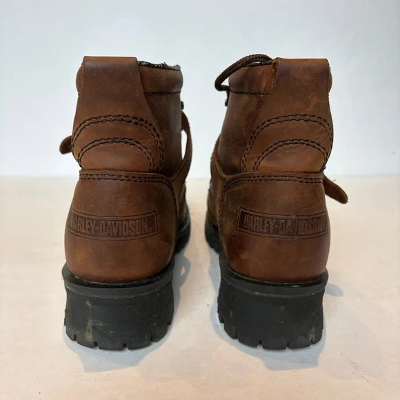 Harley-Davidson Women's Brown Leather Biker Boots Lace Up Size 7 1/2 - Picture 5 of 11